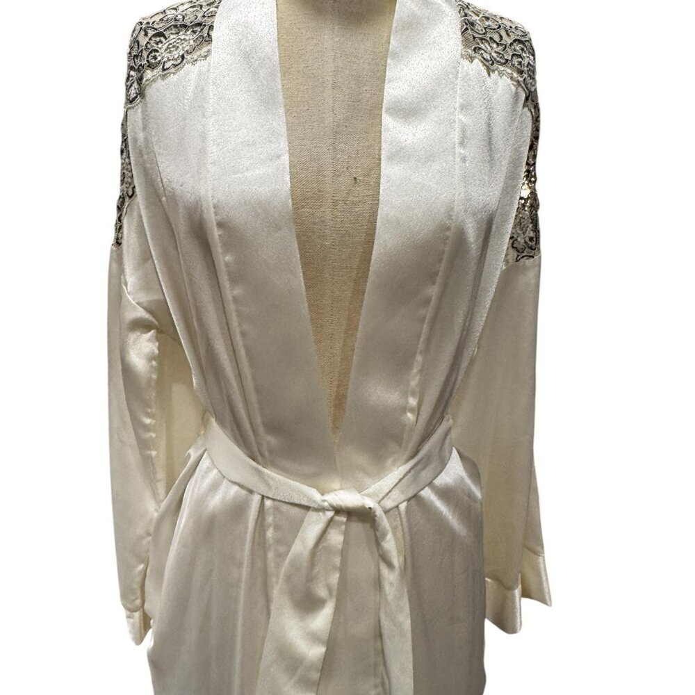 Vintage Valentino Intimo Satin & Lace Robe - Size S - Picture 3 of 8